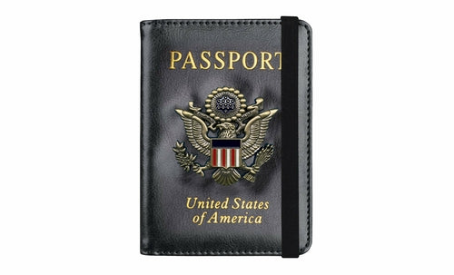 RFID Leather Passport Wallet + Vax Card Slot