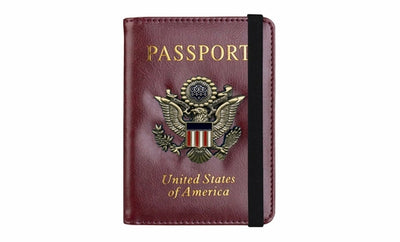 RFID Leather Passport Wallet + Vax Card Slot