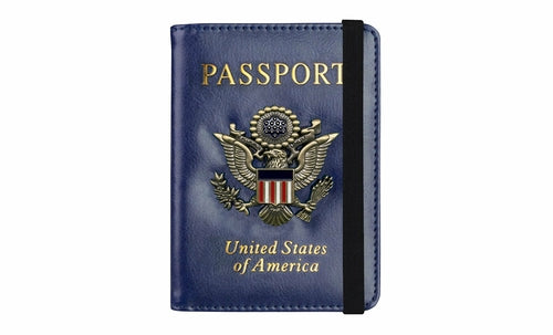 RFID Leather Passport Wallet + Vax Card Slot