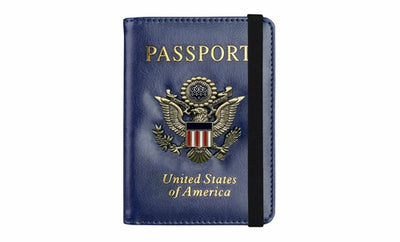 RFID Leather Passport Wallet + Vax Card Slot