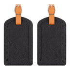 The Luggage Tag in black with orange strap for easy identification