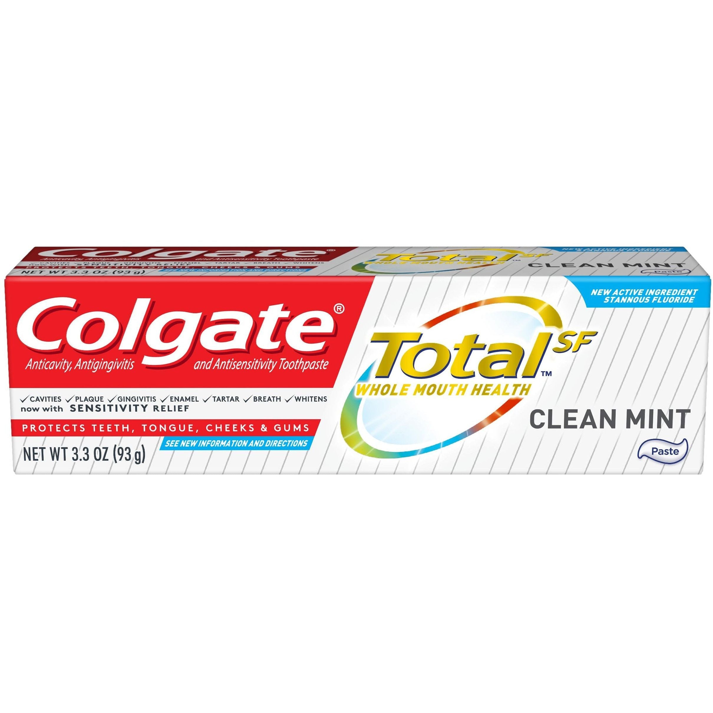 Colgate Total travel-sized toothpaste tube on a white background