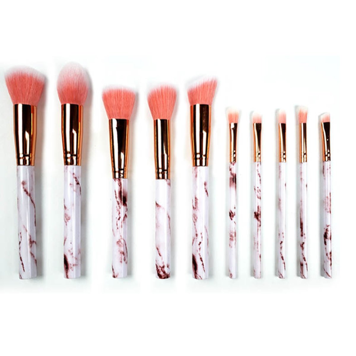 La Canica 10-Piece Makeup Brush Set – Marble Handle + Travel Container