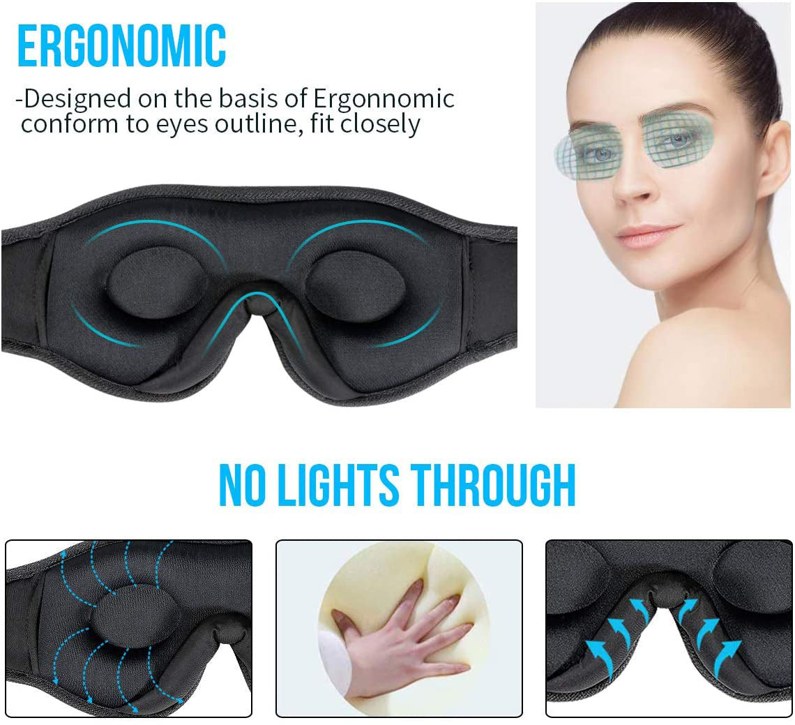 Wireless Stereo Sleep Eye Mask – Bluetooth 5.0 Blackout Mask with Call Function