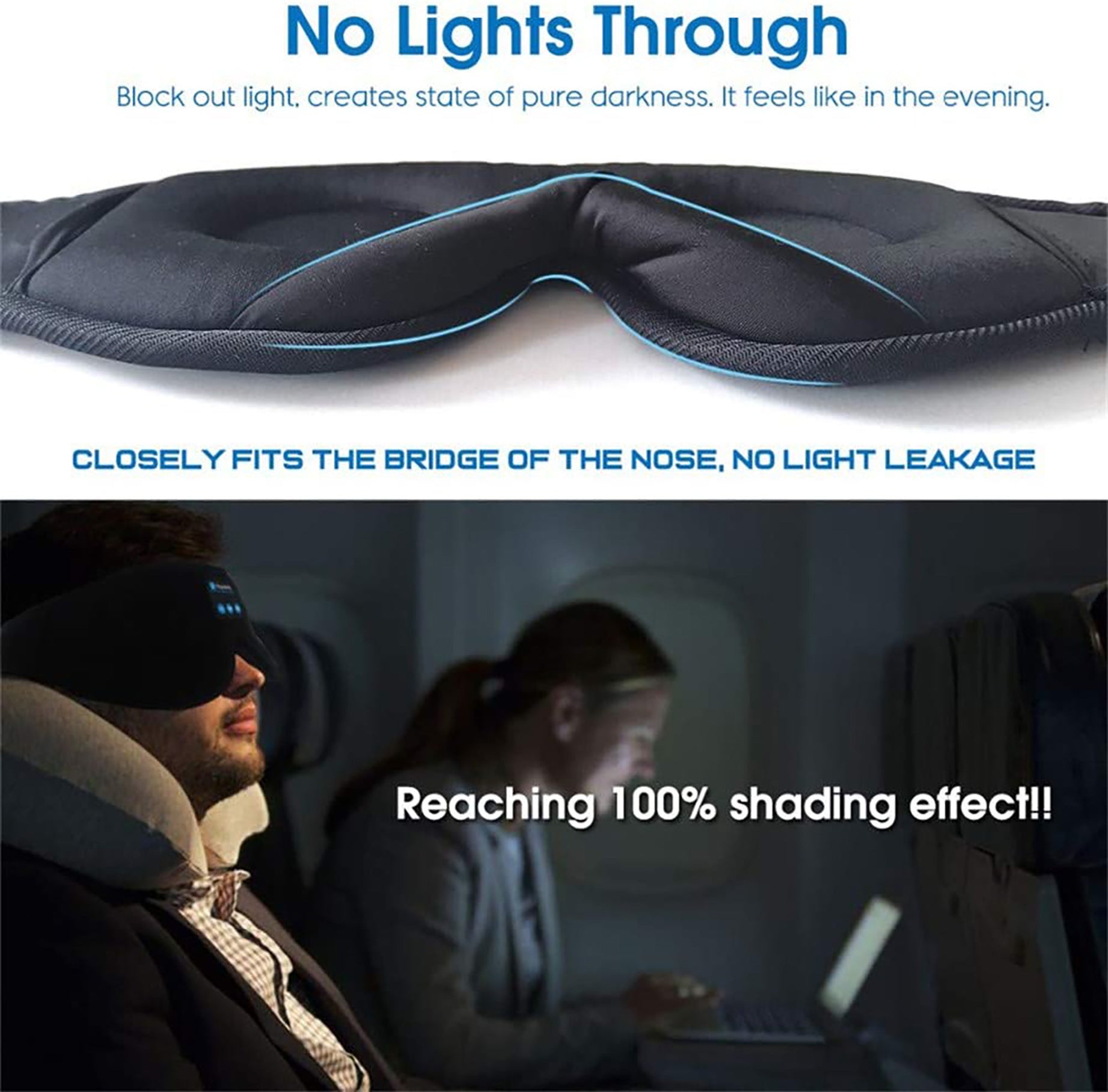 Wireless Stereo Sleep Eye Mask – Bluetooth 5.0 Blackout Mask with Call Function