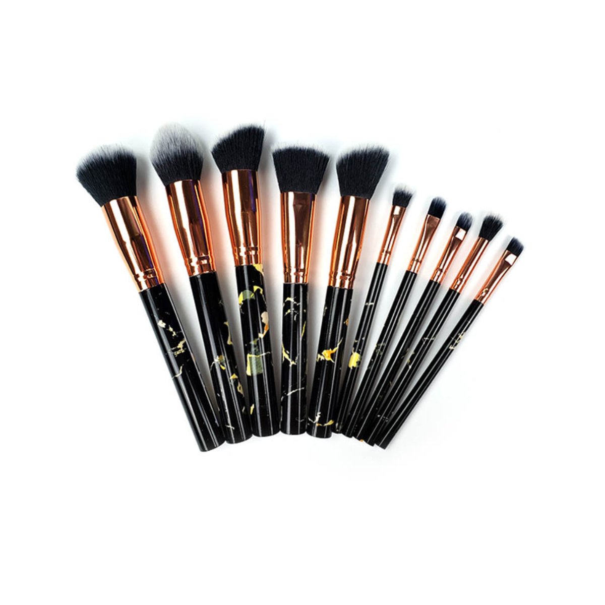 La Canica 10-Piece Makeup Brush Set – Marble Handle + Travel Container
