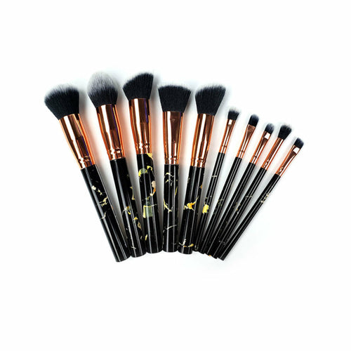 La Canica 10-Piece Makeup Brush Set – Marble Handle + Travel Container