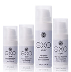 Set of EXO skincare products on a white background