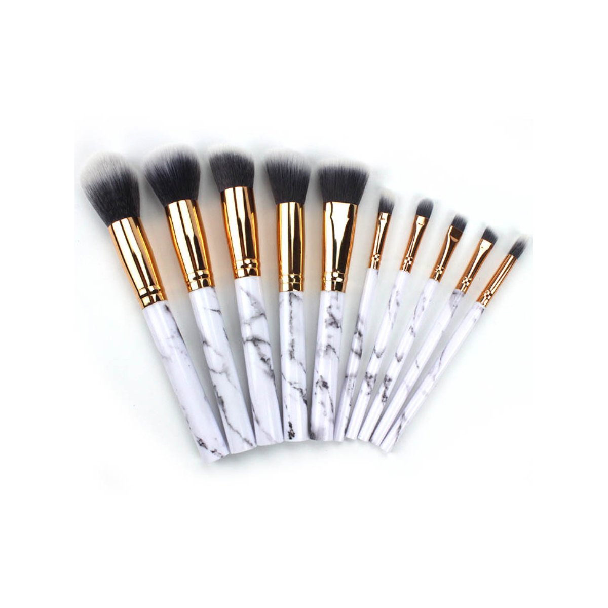 La Canica 10-Piece Makeup Brush Set – Marble Handle + Travel Container