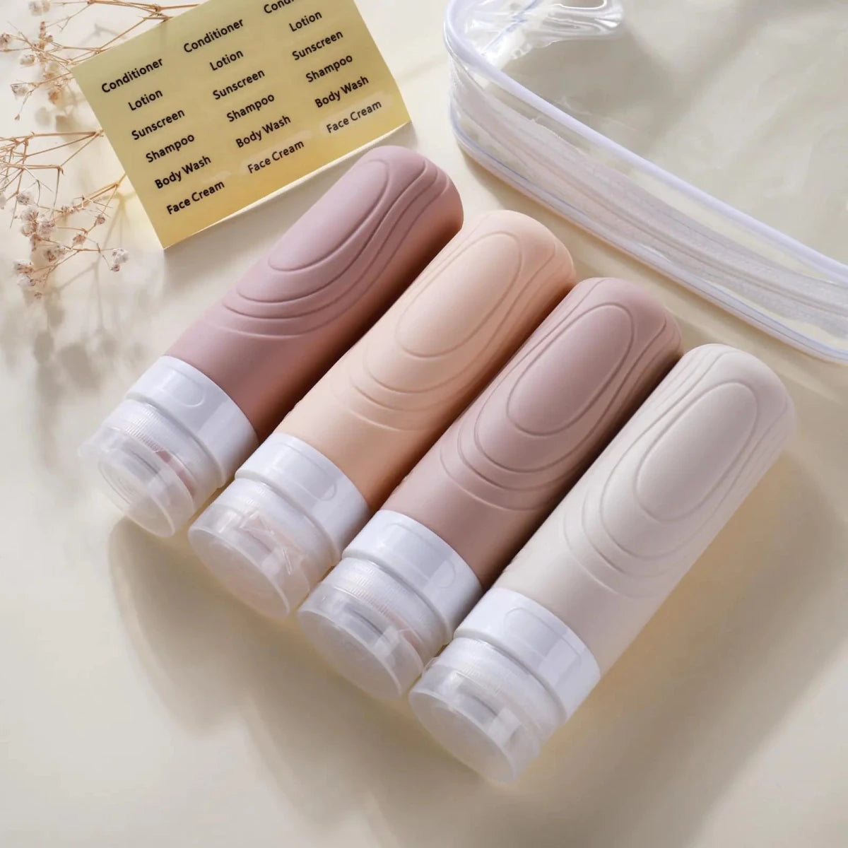 3oz Silicone Travel Bottles (4 - Pack) — Apricot - 3ozs