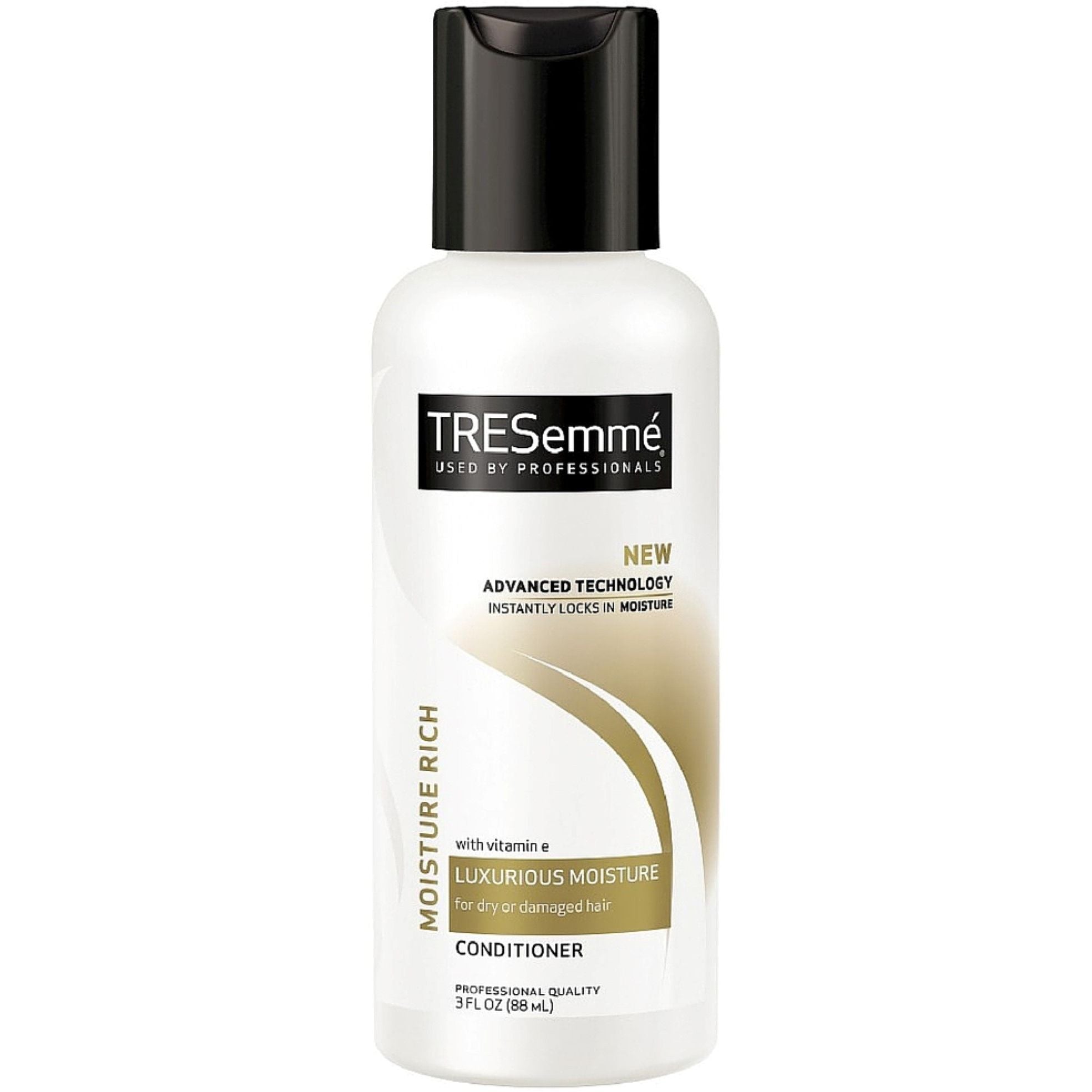 Tresemme travel-sized conditioner bottle on a white background
