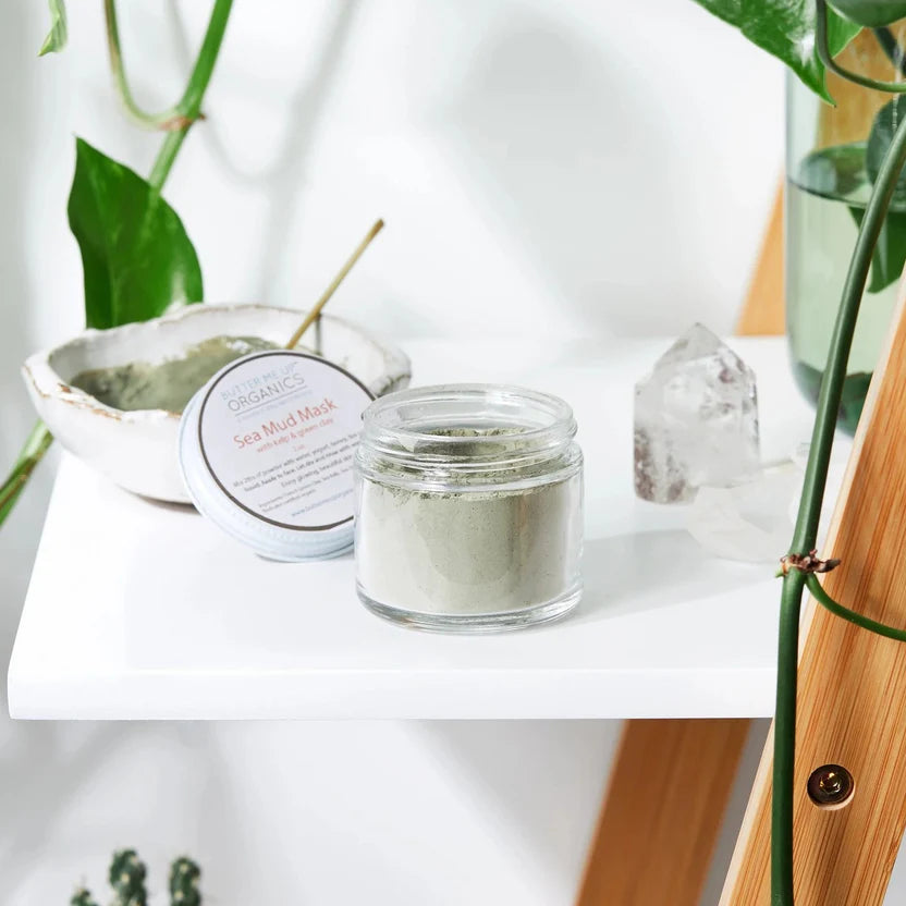 Travel size organic sea mud mask for skincare care routine