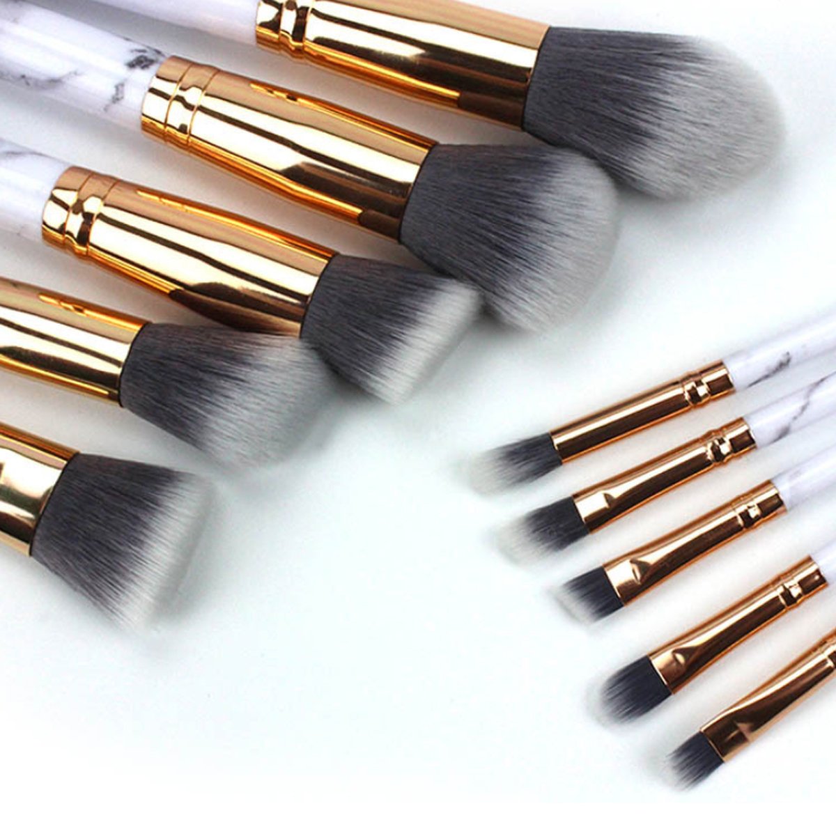 La Canica 10-Piece Makeup Brush Set – Marble Handle + Travel Container