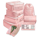 8-Piece Luggage Organizer & Packing Cube Set in pink color