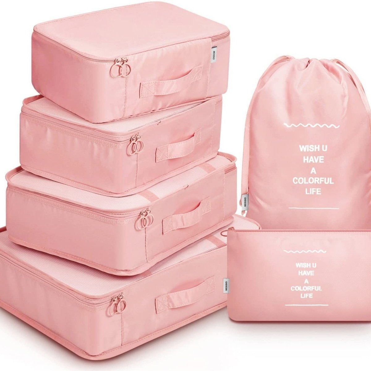 8-Piece Luggage Organizer & Packing Cube Set in pink color