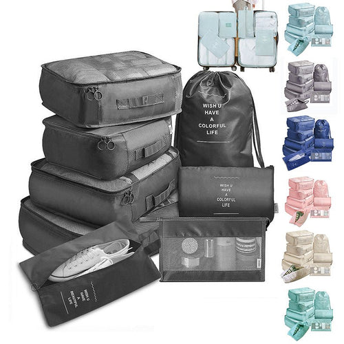 8-Piece Luggage Organizer & Packing Cube Set for travel size essentials