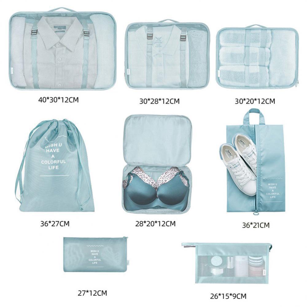 8-Piece Luggage Organizer & Packing Cube Set for travel size essentials