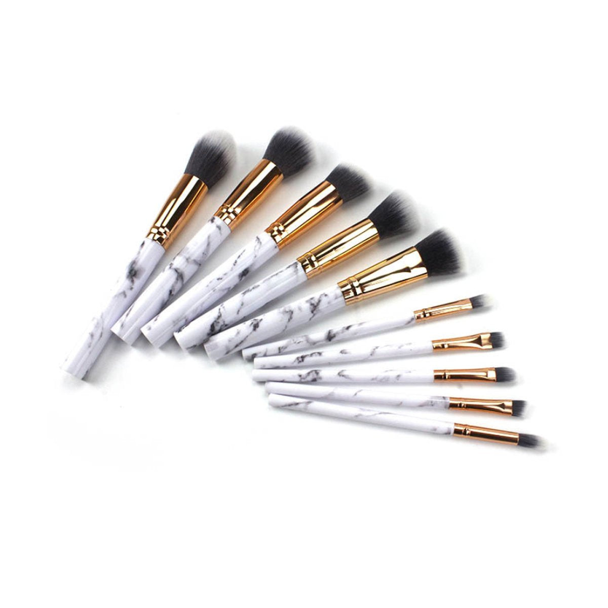 La Canica 10-Piece Makeup Brush Set – Marble Handle + Travel Container