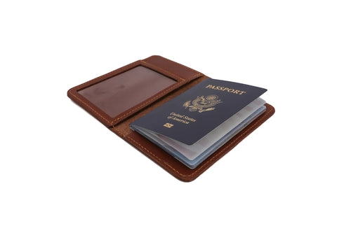Full Grain Leather Passport Cover – Card & Cash Organizer with Fire-Branded Option