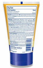 Back label of a Banana Boat sunscreen tube with text and branding