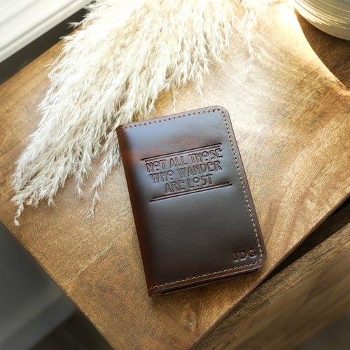 Full Grain Leather Passport Cover – Card & Cash Organizer with Fire-Branded Option
