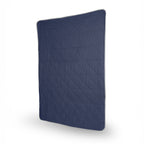 Navy blue quilted mat on a white background