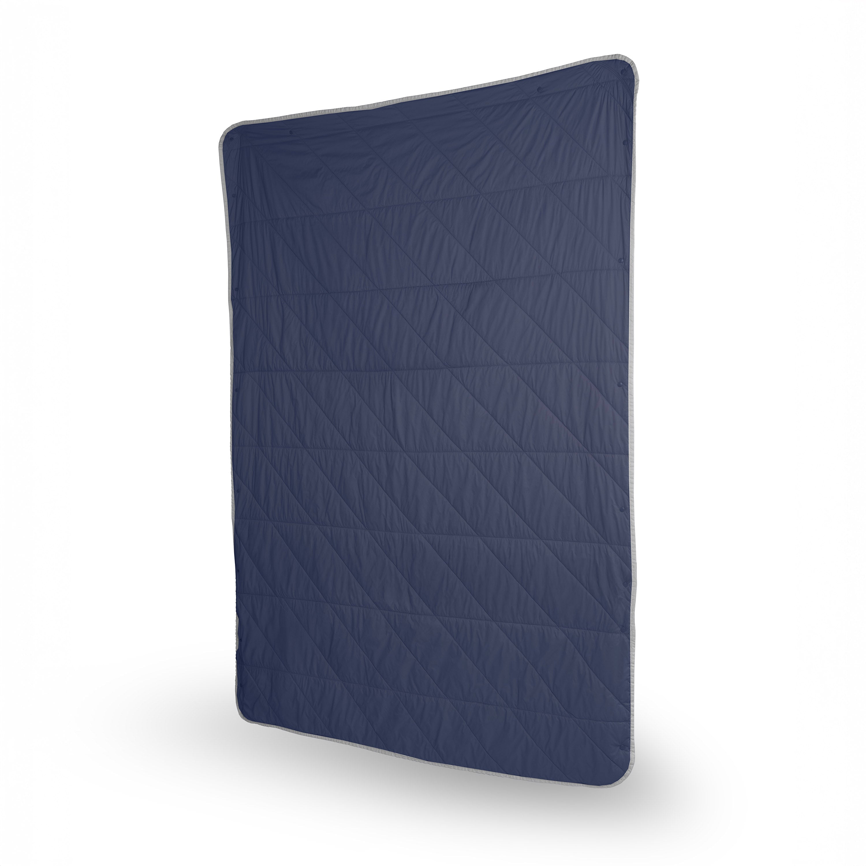 Navy blue quilted mat on a white background