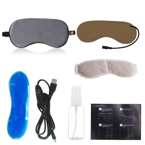 USB Steam Sleeping Eye Mask – Adjustable Heated Silk Mask with Lavender & Ice Pack