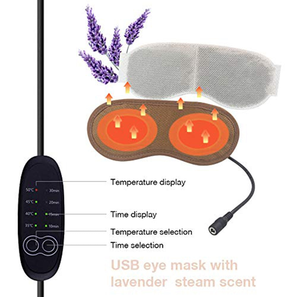 USB Steam Sleeping Eye Mask – Adjustable Heated Silk Mask with Lavender & Ice Pack
