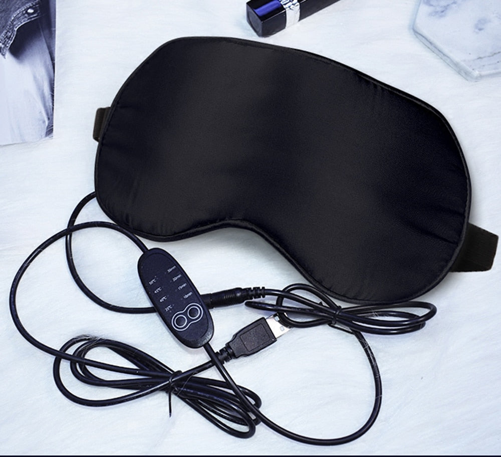 USB Steam Sleeping Eye Mask – Adjustable Heated Silk Mask with Lavender & Ice Pack