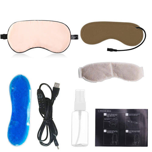 USB Steam Sleeping Eye Mask – Adjustable Heated Silk Mask with Lavender & Ice Pack