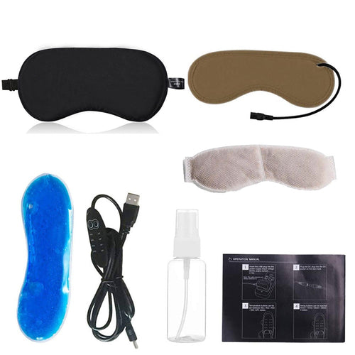 USB Steam Sleeping Eye Mask – Adjustable Heated Silk Mask with Lavender & Ice Pack