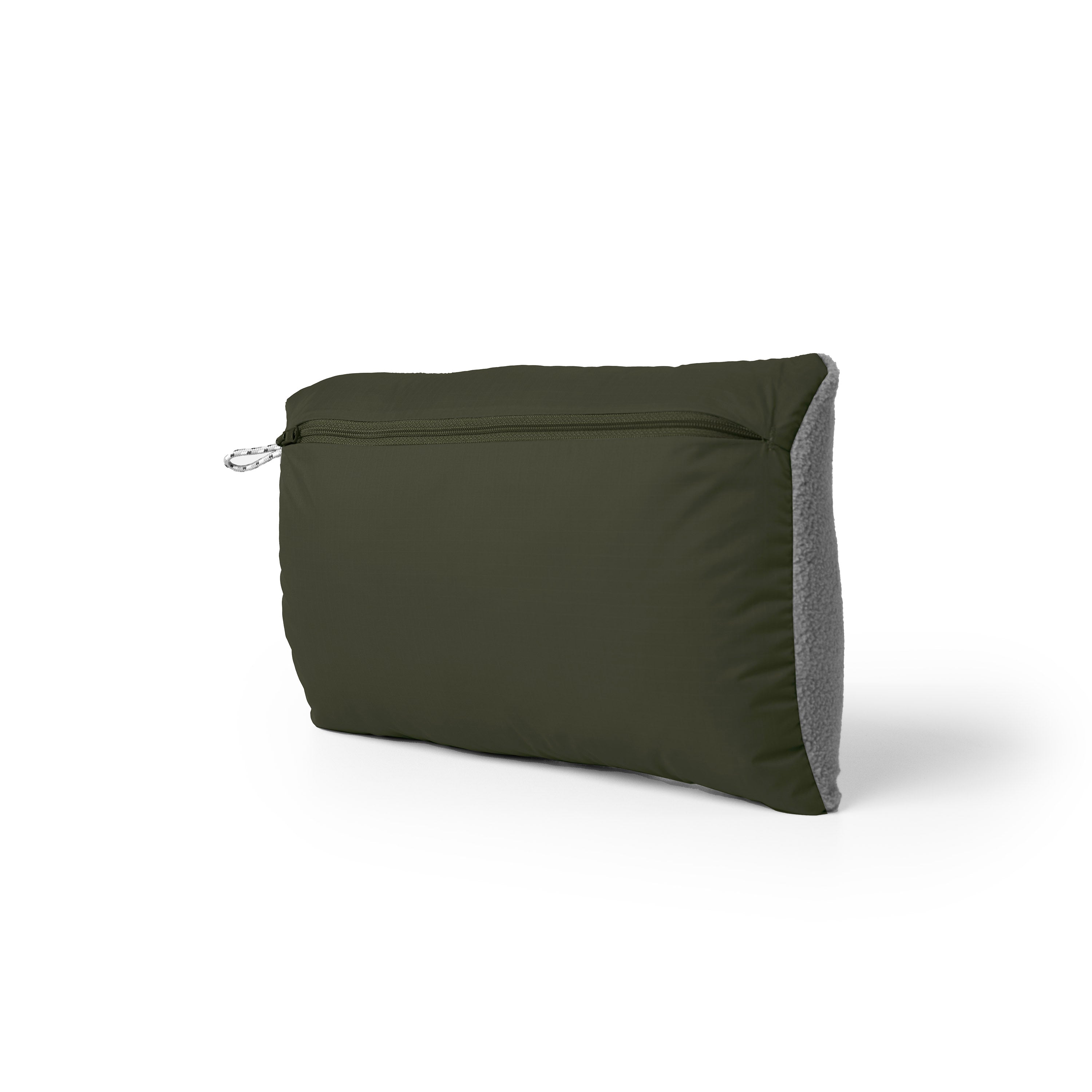Green travel pillow on a white background