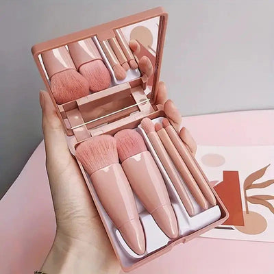 Mini Makeup Brush Set – 5 Travel-Size Brushes with Mirror Case
