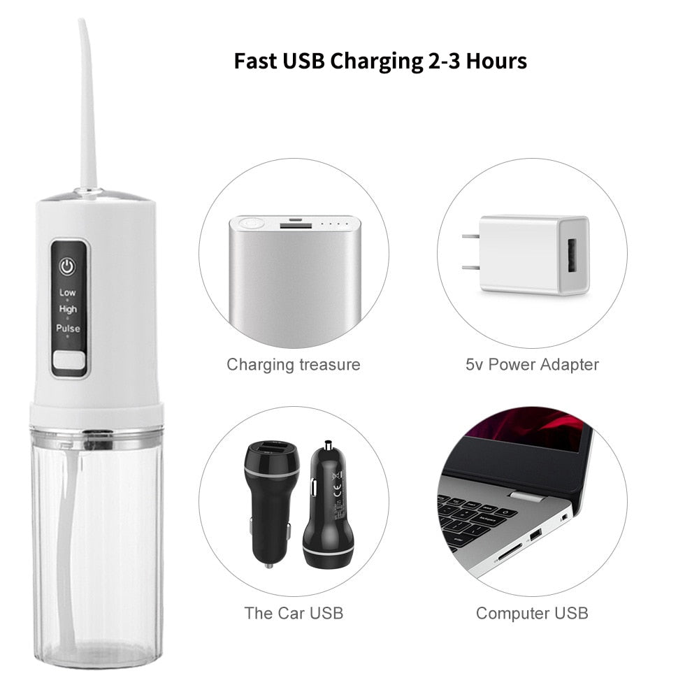 Electric Oral Irrigator – Foldable USB Water Jet Flosser with 3 Modes