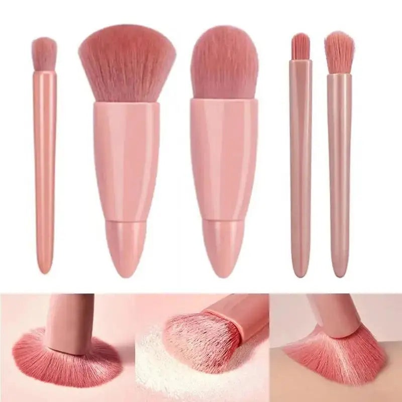 Mini Makeup Brush Set – 5 Travel-Size Brushes with Mirror Case