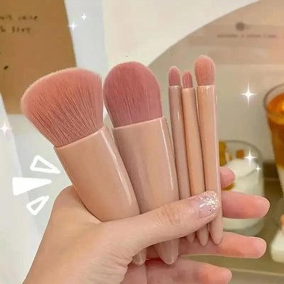 Mini Makeup Brush Set – 5 Travel-Size Brushes with Mirror Case