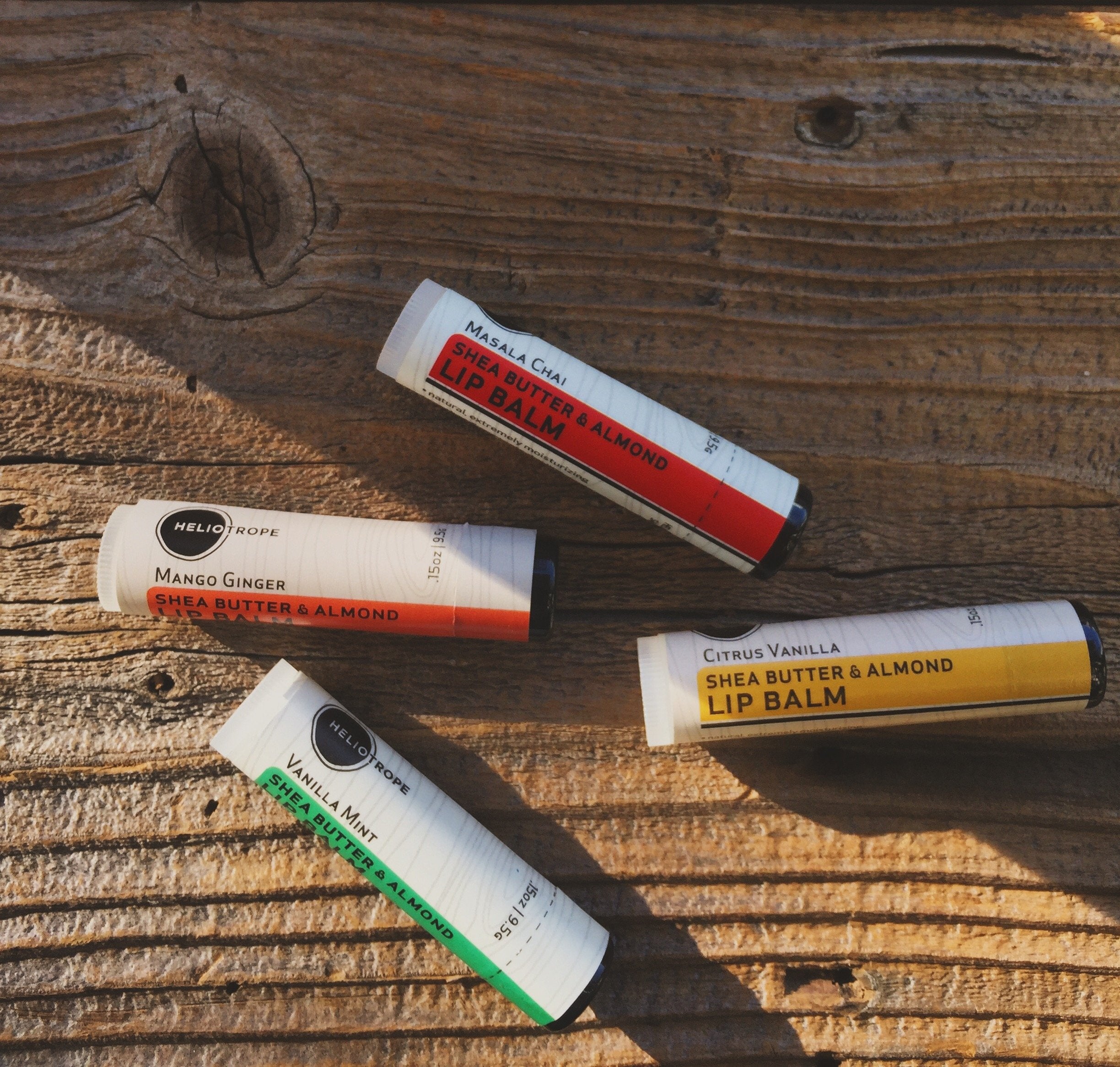 Shea Butter & Almond Lip Balm – All-Natural Moisture in Four Botanical Flavors (.15 oz)