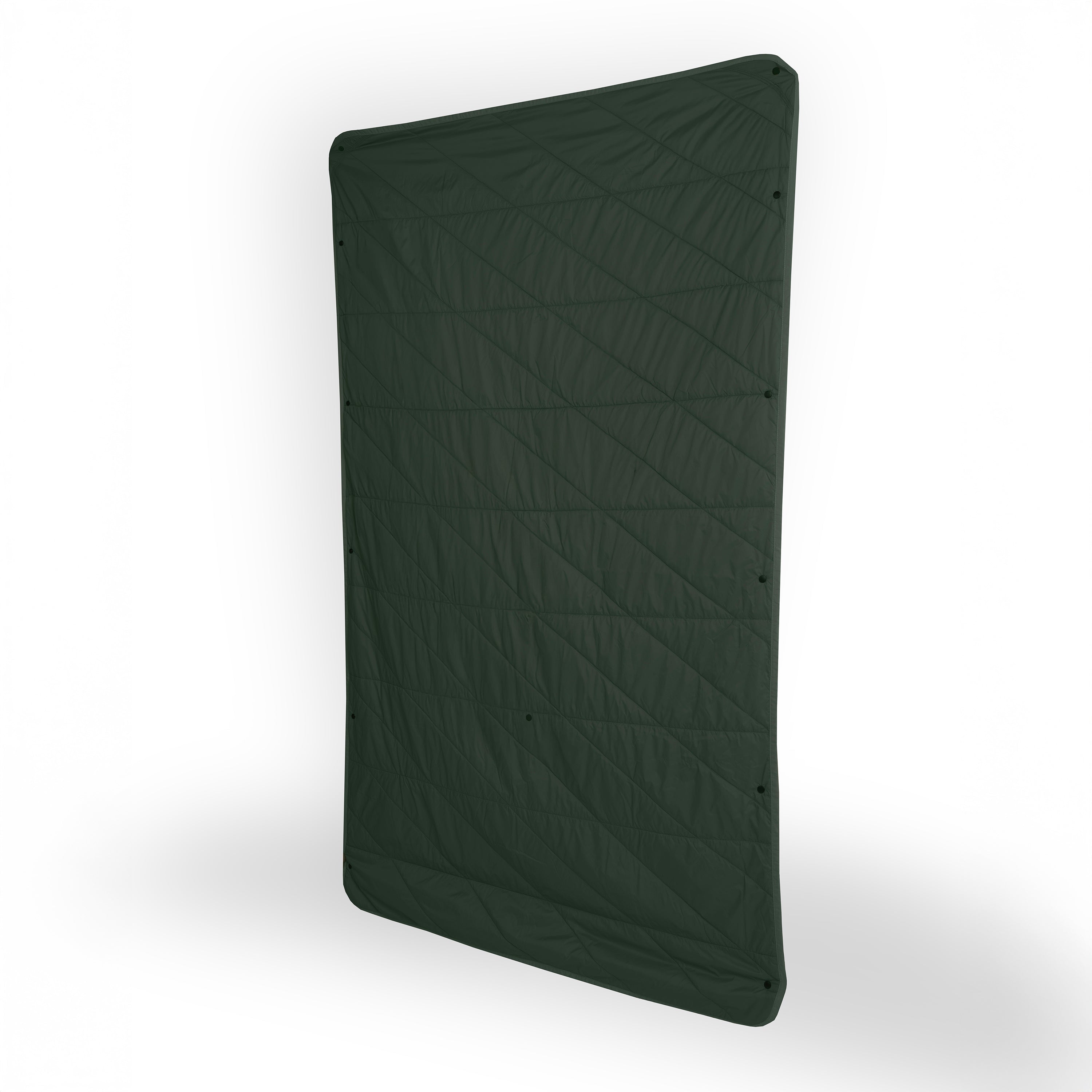 Green quilted mat on a white background