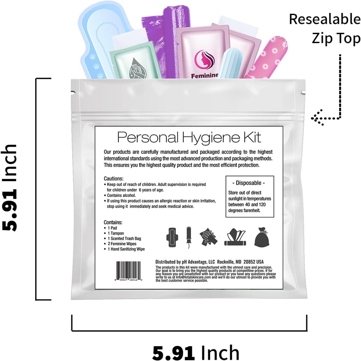 All - in - One Travel Menstrual Kit by pH Advantage - 3ozs