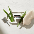 Aloe & Shea Butter Shave Cream with aloe plants and razor