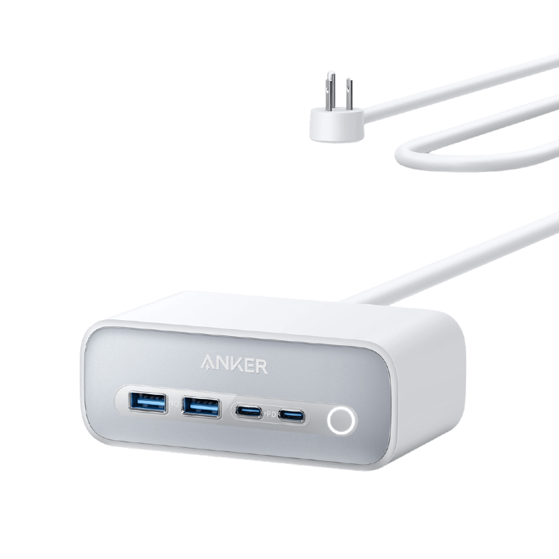 Anker USB hub with multiple ports on a white background