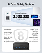 Anker power station with 8-point safety system features on a gray background