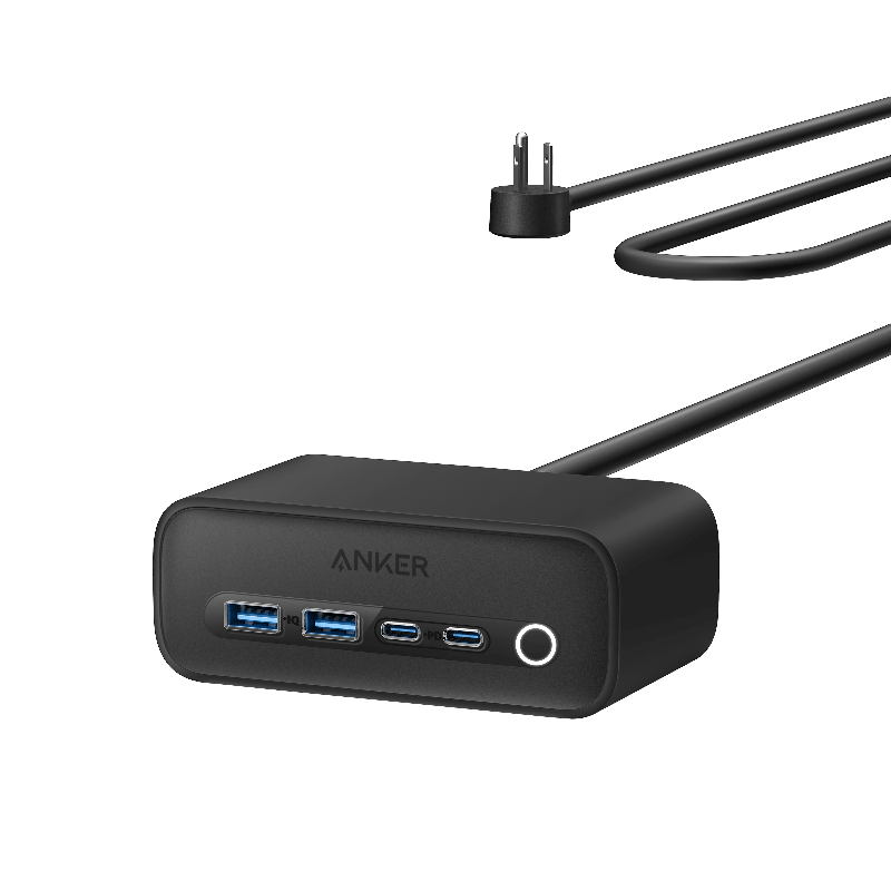 Anker USB hub with multiple ports on a white background