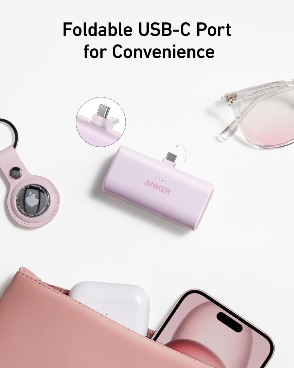 Anker Nano Power Bank (22.5W, Built-In USB-C) in pink