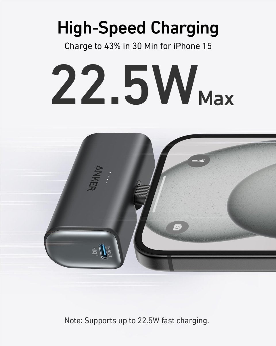 Anker Nano Power Bank (22.5W, Built-In USB-C) high-speed charging