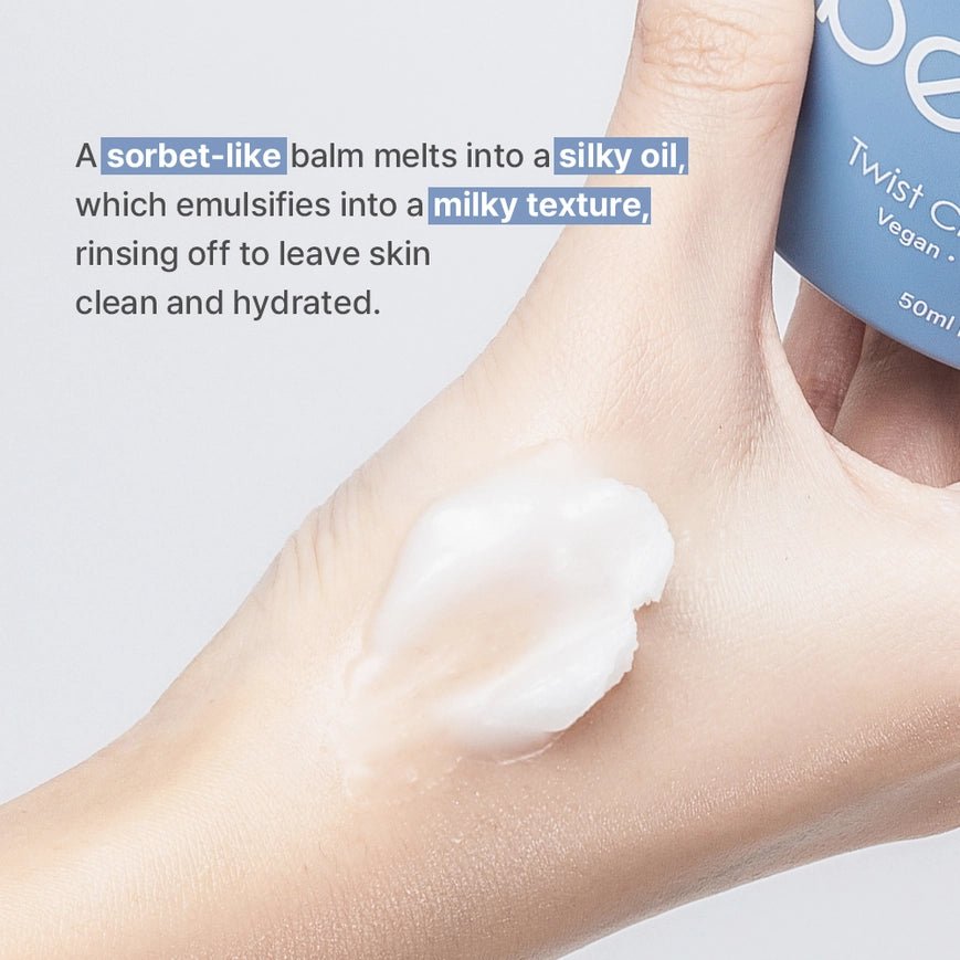 be bare Twist Cleansing Balm – Nourishing Makeup Remover (50mL) on hand, travel size essentials for clean skin.