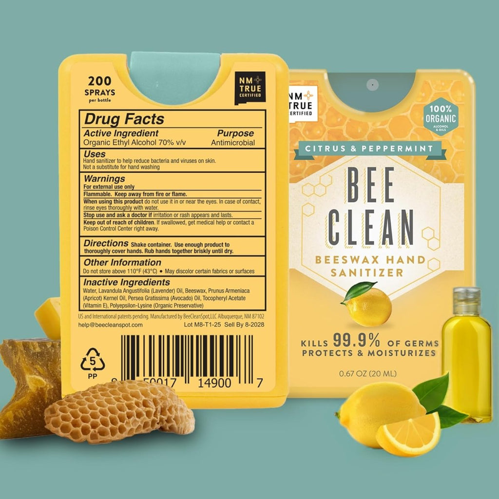 Bee Clean Beeswax Hand Sanitizer with citrus and peppermint