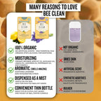 Bee Clean Beeswax Hand Sanitizer benefits infographic, 100% organic.