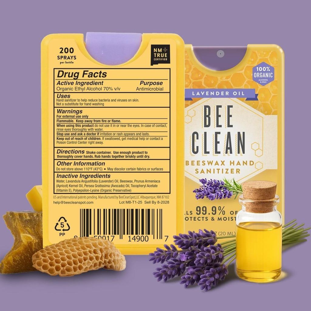 Bee Clean Beeswax Hand Sanitizer in travel size packaging